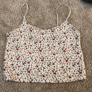Size small cropped tank top with floral pattern